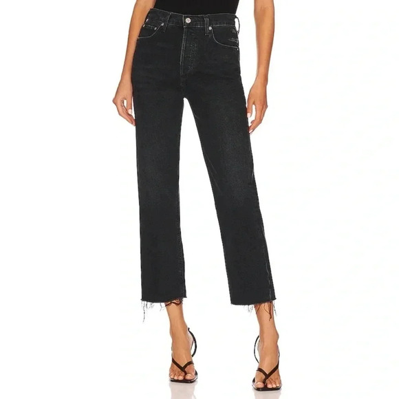 NWT Citizens of Humanity Florence Wide Straight Leg Jeans Denim Stormy Black 29 - Picture 1 of 17